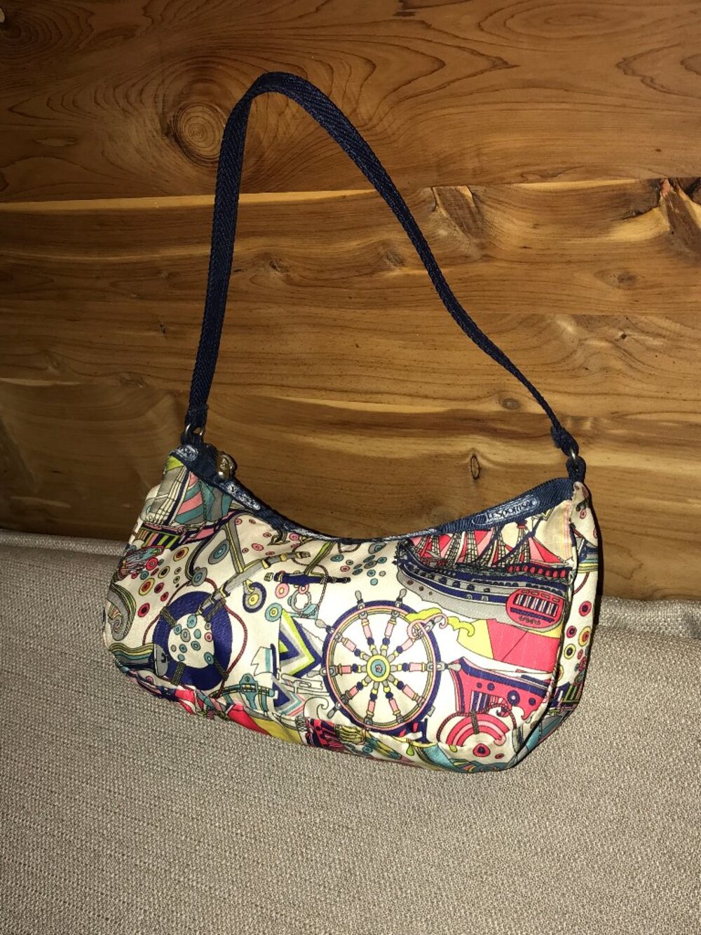 Y2K LeSportsac Nautical baguette bag  "S.S. Capri" Pattern